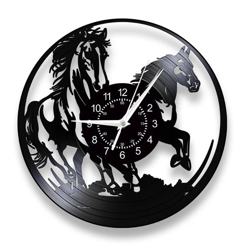 horloge murale vinyle cheval décoration équestre artisanale cadeau unique - vue 14 sur 22