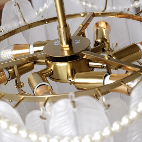 plafonnier de luxe en verre et plumes pour un éclairage décoratif intérieur - vue 6 sur 11
