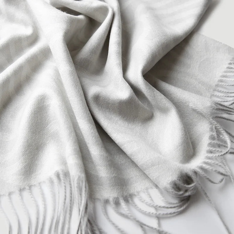 plaid cachemire jacquard rayé double face chaud voyage - vue 4 sur 5