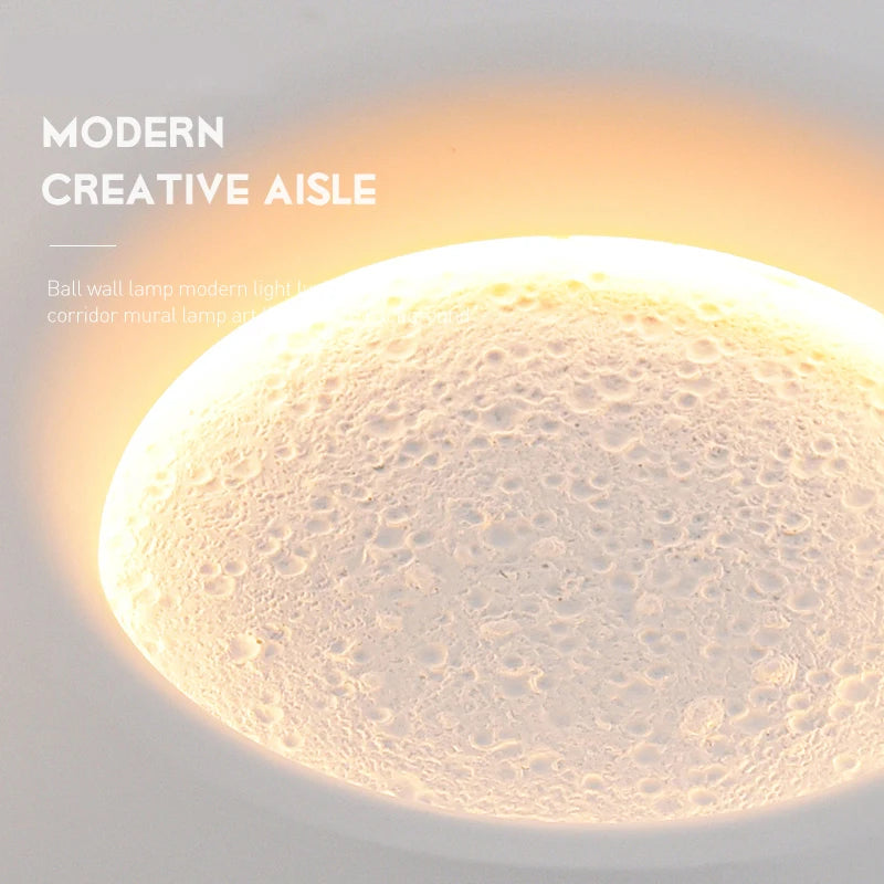 lampe en plâtre créative lune pour décoration murale - vue 3 sur 8