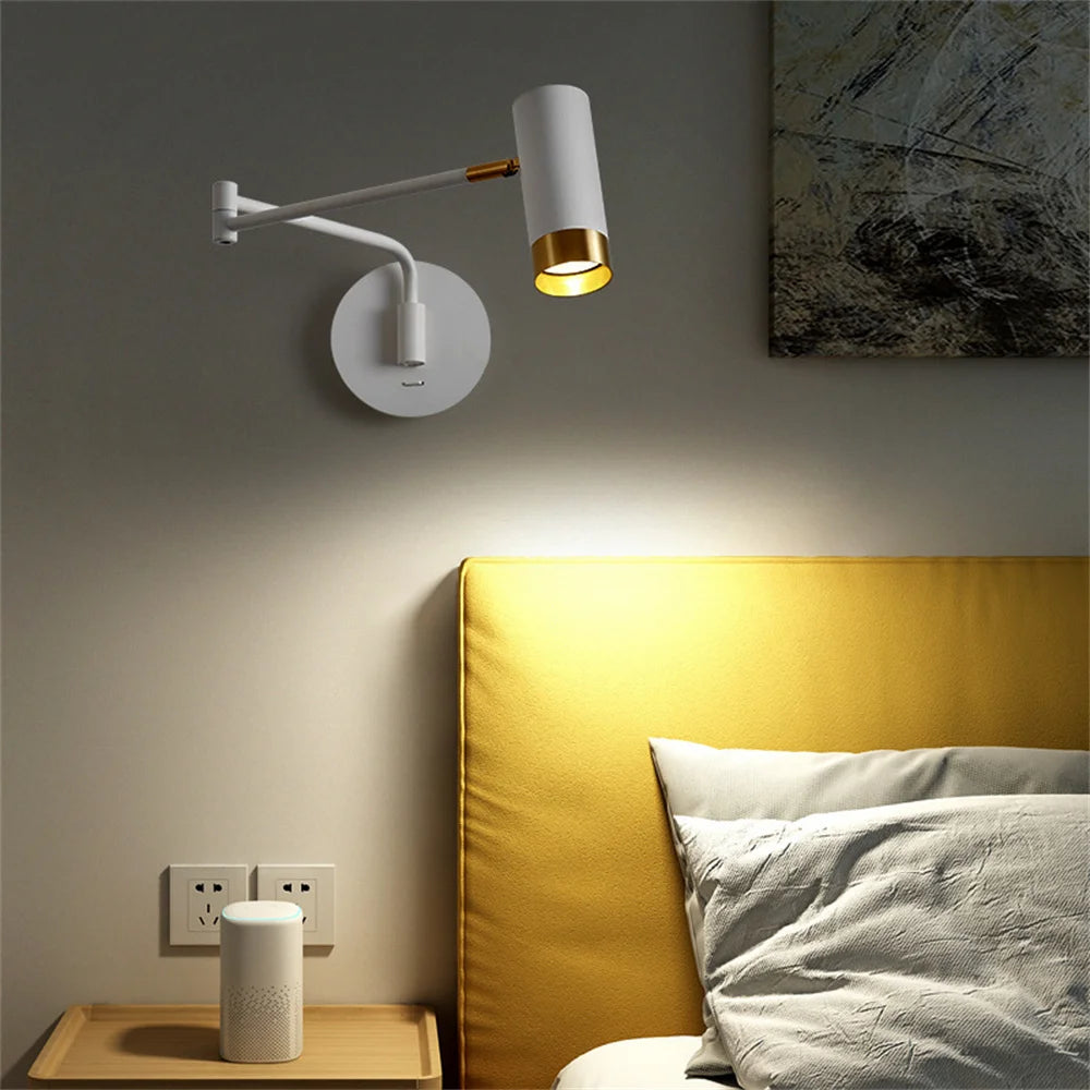 applique murale led moderne pivotante avec interrupteur flexible - vue 3 sur 8