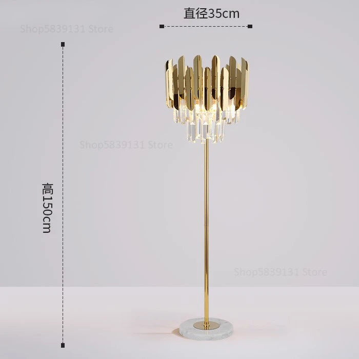 lampadaire post-moderne nordique en cristal doré led luxe - vue 12 sur 17