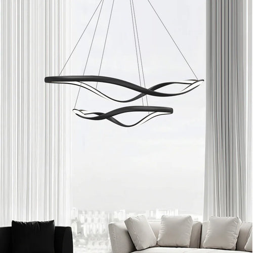 lustre led moderne aluminium anneau irrégulier simple réglable - vue 2 sur 21