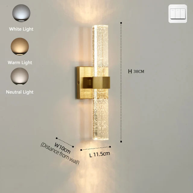 Applique murale moderne haut et bas pour la maison chambre chevet salon allée couloir escalier applique murale lumière 10W 110V 220V or