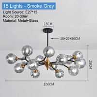 lustre moderne en verre avec éclairage led élégant