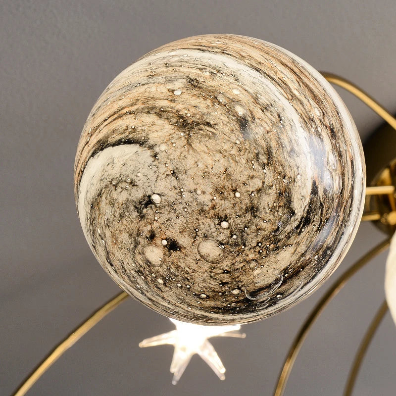 suspension boule planète art déco luminaire métal - vue 4 sur 6
