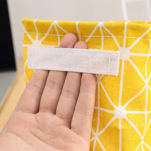 panier de rangement pliable en toile avec poignée coton et lin - vue 6 sur 22