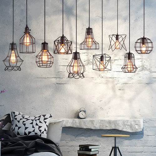 suspension industrielle vintage en fer pour restaurant bar loft - vue 3 sur 17