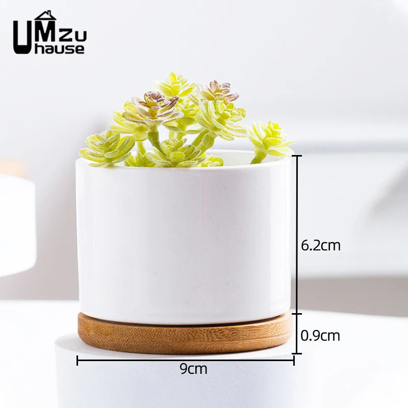 lot de 2 pots en céramique avec drainage pour plantes d'intérieur - vue 7 sur 7