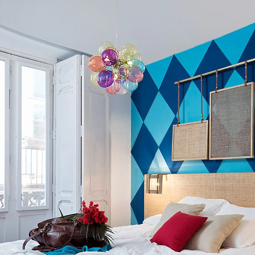 Moonriver éclairage moderne créatif couleur lampes suspendues pour plafond boule de verre lustre salon suspension lumière chambre décor - vue 4 sur 16