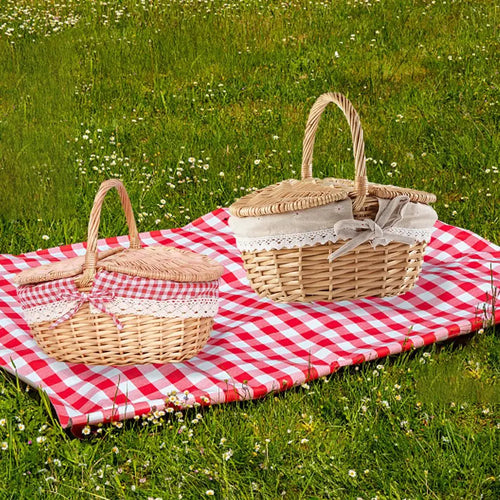 panier pique-nique en osier fait main avec doublure lavable - vue 2 sur 8