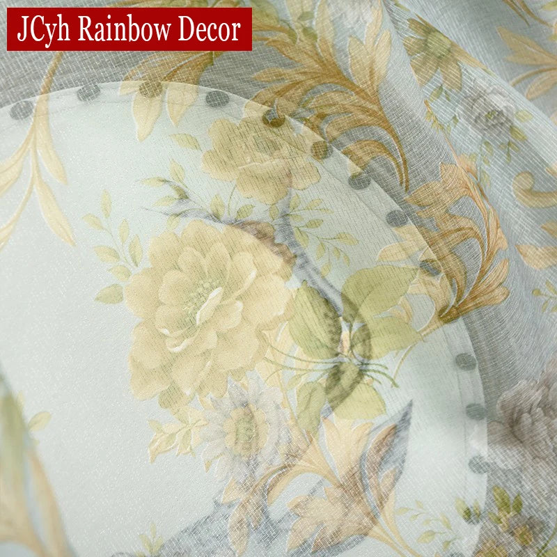 Rideau occultant floral style européen pour salon chambre - vue 5 sur 8