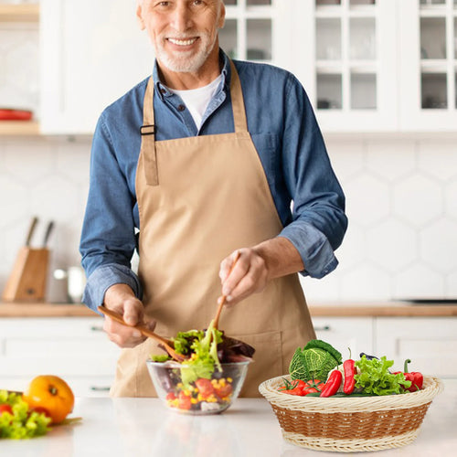 panier rond en rotin pour rangement fruits et légumes - vue 5 sur 6