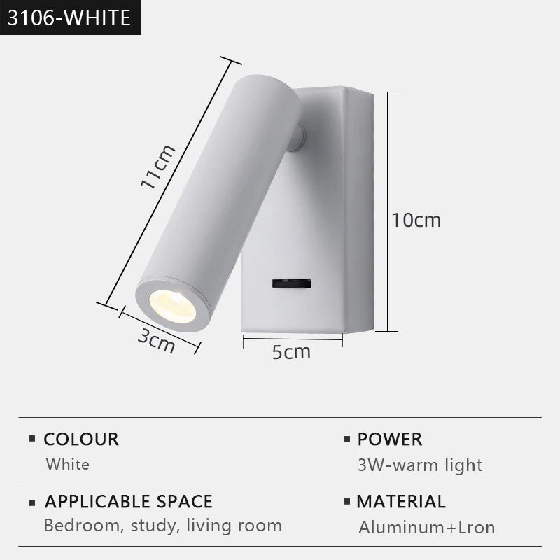 Applique murale led moderne réglable rotative pour lecture - vue 11 sur 12
