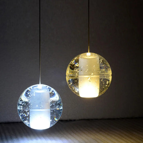 lustre en cristal moderne avec boule tournante led suspendue - vue 3 sur 27