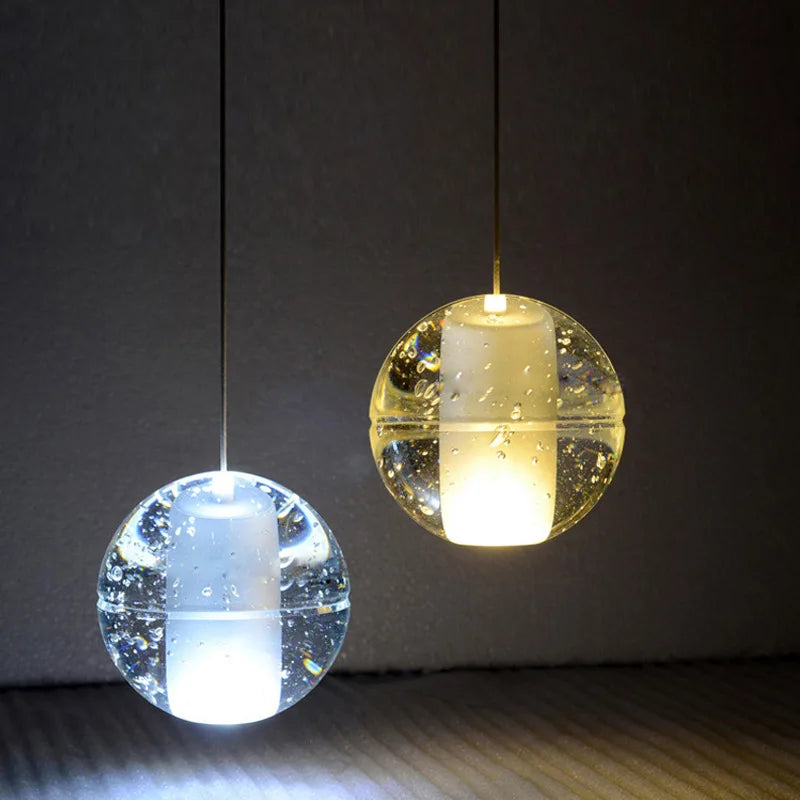lustre en cristal moderne avec boule tournante led suspendue - vue 3 sur 27
