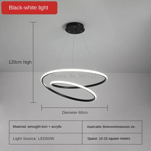 lustre circulaire moderne led éclairage suspendu nordique - vue 9 sur 10