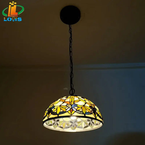 lustre style tiffany en forme de feuille pour décoration intérieure - vue 4 sur 6