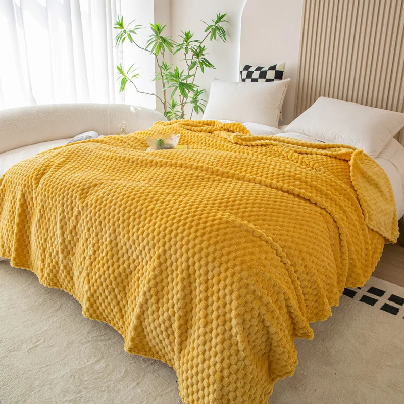plaid doux moelleux motif carreaux couvre lit canape - vue 5 sur 7