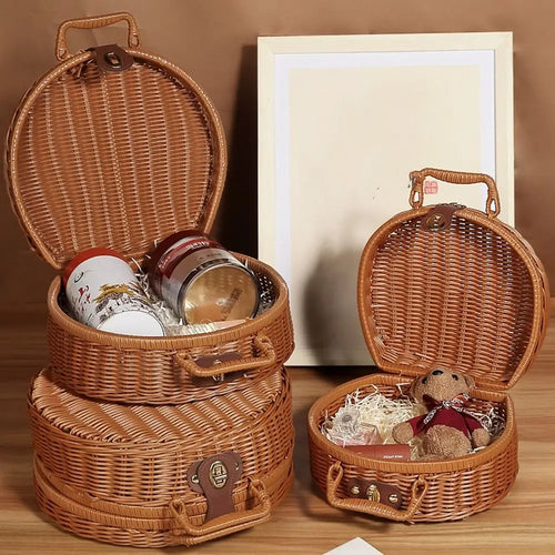 valise ronde en osier pour pique-nique pratique et résistante - vue 4 sur 9