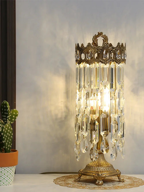 lampe de chevet luxe couronne cristal décoration élégante pour chambre - vue 3 sur 5