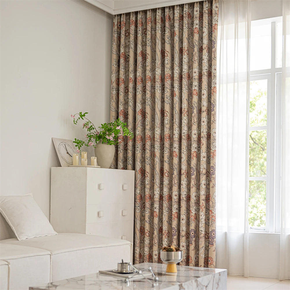 Rideau occultant motif floral style moderne pour salon - vue 3 sur 8