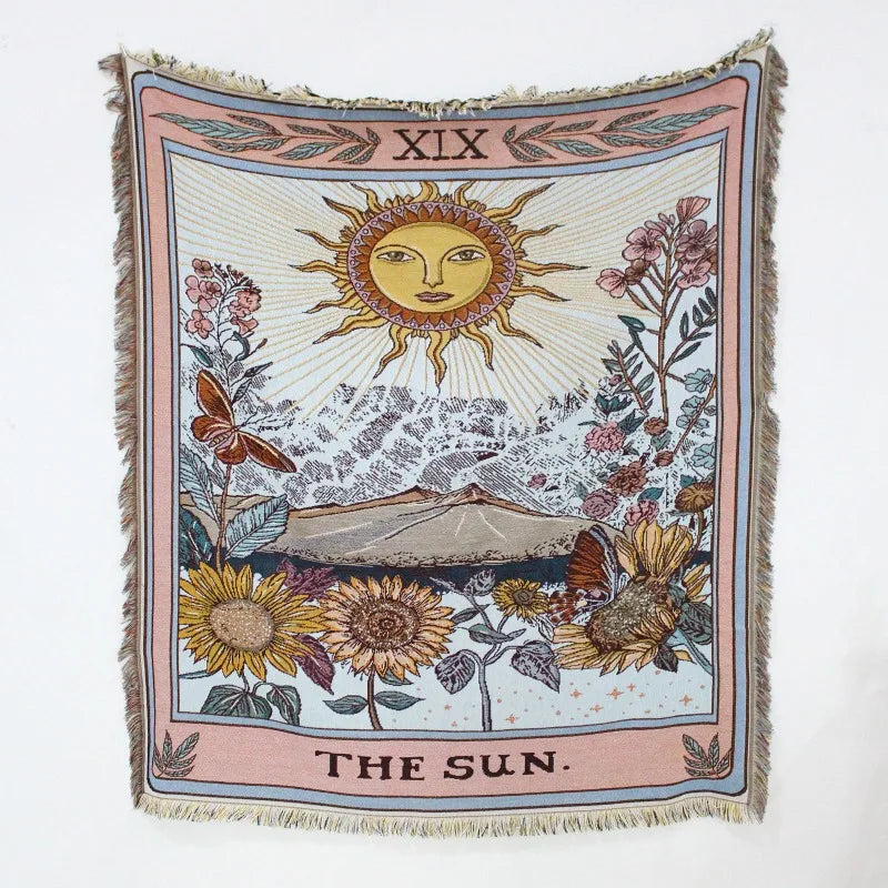 plaid bohème motif paysage couvre canapé salon - vue 5 sur 7