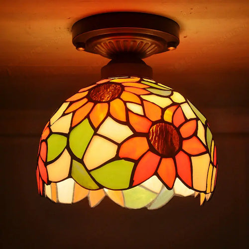 plafonnier baroque tiffany en verre pour décoration intérieure - vue 6 sur 8