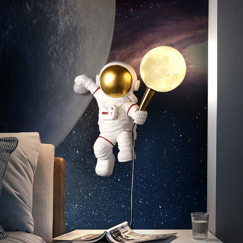 Lampe Nordique LED chambre d'enfants astronaute lune chambre chevet fond - vue 3 sur 9