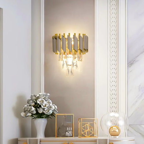 applique murale led moderne en cristal doré à intensité variable - vue 4 sur 18