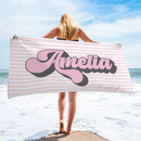 serviette de plage personnalisée rayures style retro