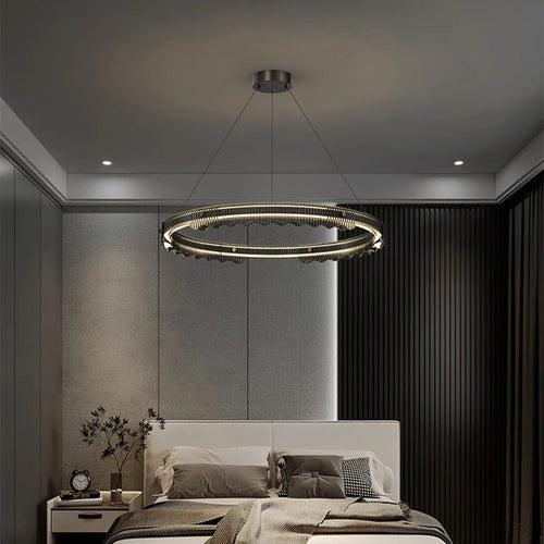 lustre moderne design rond en métal pour éclairage intérieur - vue 2 sur 10