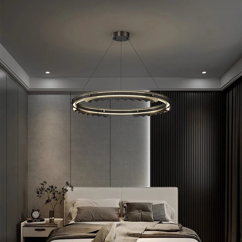 lustre moderne design rond en métal pour éclairage intérieur - vue 1 sur 10