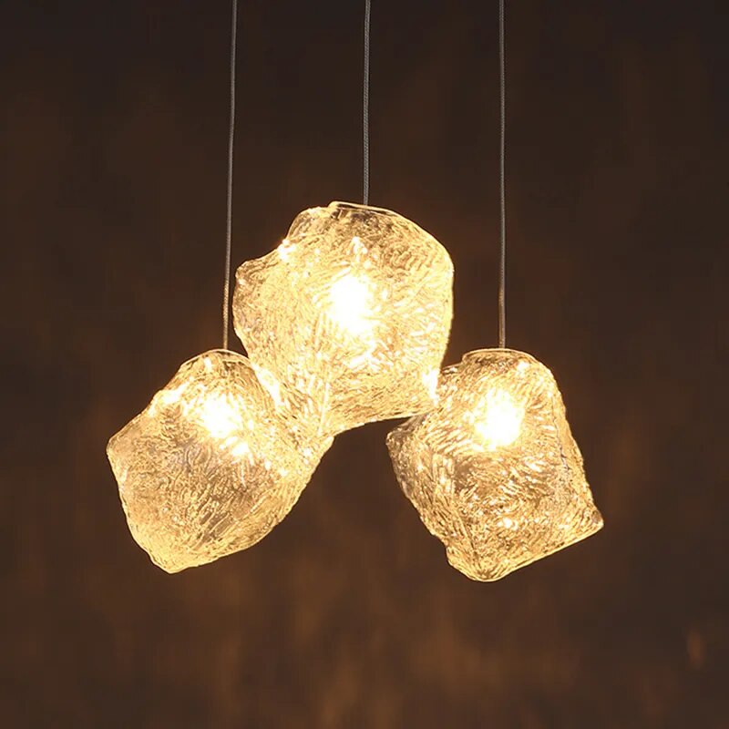 Suspension en verre style givré moderne - vue 4 sur 7