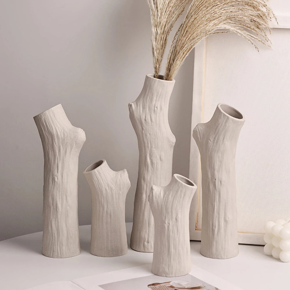 vase en forme de tronc d'arbre en céramique décorative pour fleurs - vue 2 sur 11
