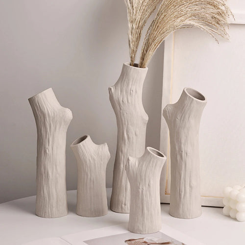 vase en forme de tronc d'arbre en céramique décorative pour fleurs - vue 3 sur 11