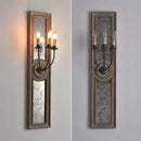 applique murale rétro américaine en bois et vieux fer avec miroir