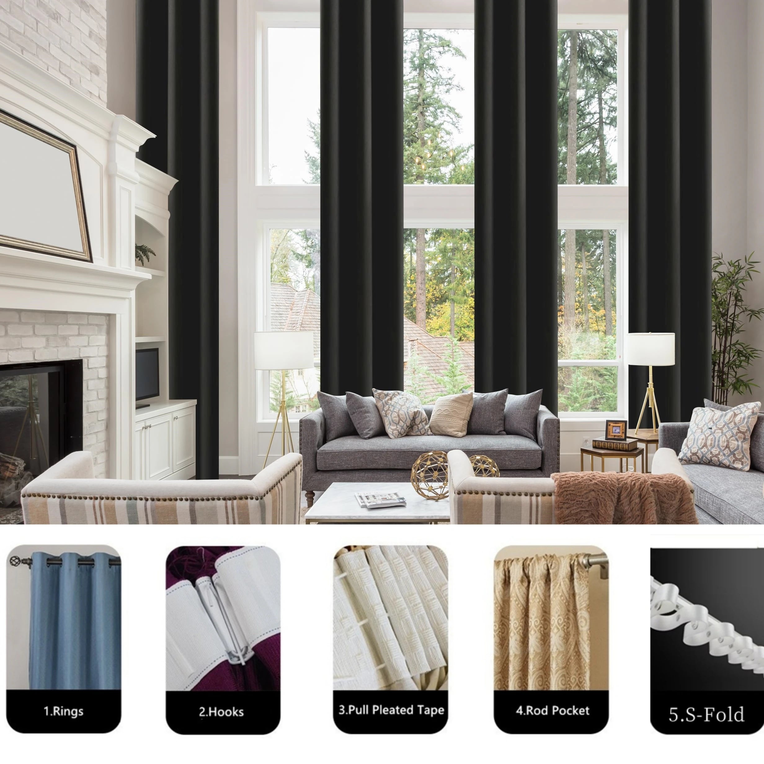 Rideau occultant extra long sur mesure style moderne - vue 3 sur 10