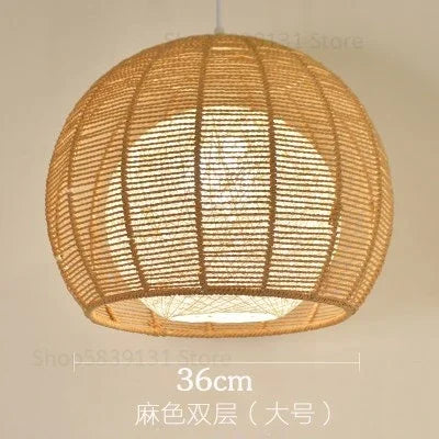 luminaire led nordique moderne en fer et corde de chanvre - vue 14 sur 14