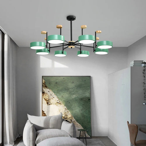 lustre en fer et bois acrylique style nordique décoration intérieure - vue 3 sur 6
