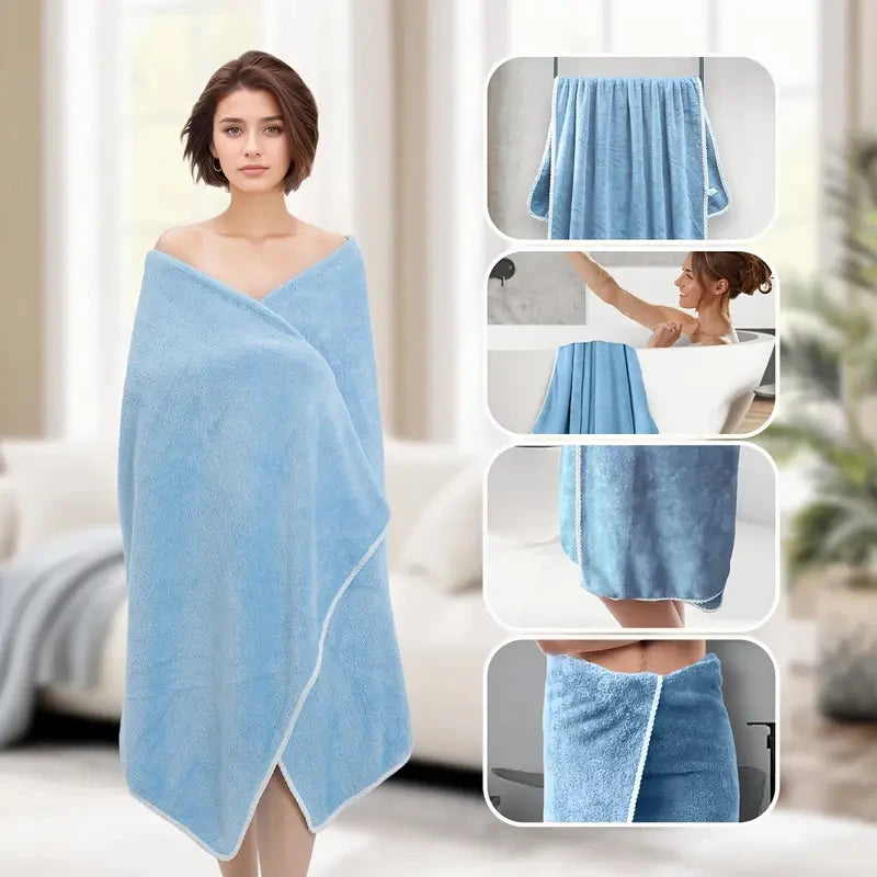 serviette de bain polaire corail grande taille rapide - vue 6 sur 7