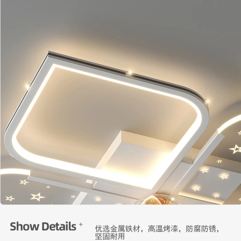 lustre led moderne quatre feuilles herbe ciel étoilé intérieur - vue 4 sur 18