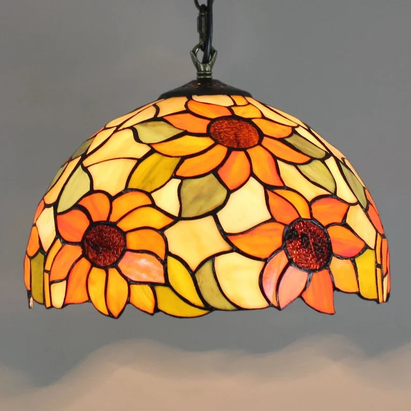 Lustre en verre coloré Tiffany rétro européen - vue 19 sur 29