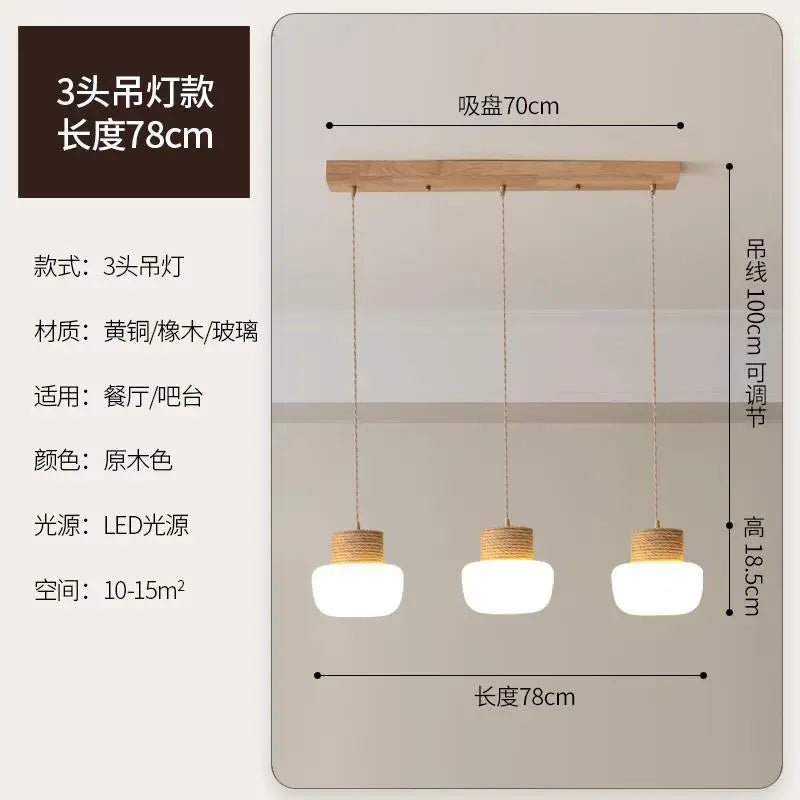 suspension wabi-sabi en verre blanc avec corde de chanvre - vue 10 sur 10