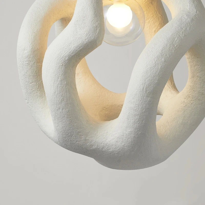 suspension Wabi-sabi Design Style salon maison chambre à manger résine haut de gamme intérieur LED - vue 5 sur 8