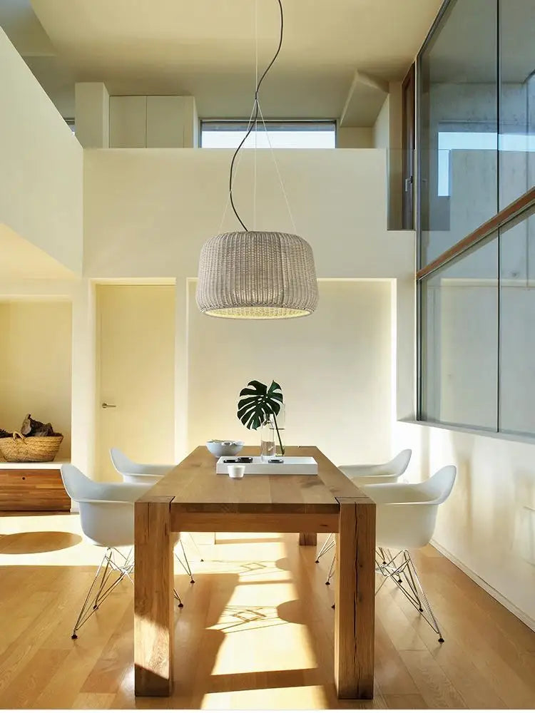 plafonnier wabi sabi en rotin pour décoration moderne et élégante - vue 5 sur 12