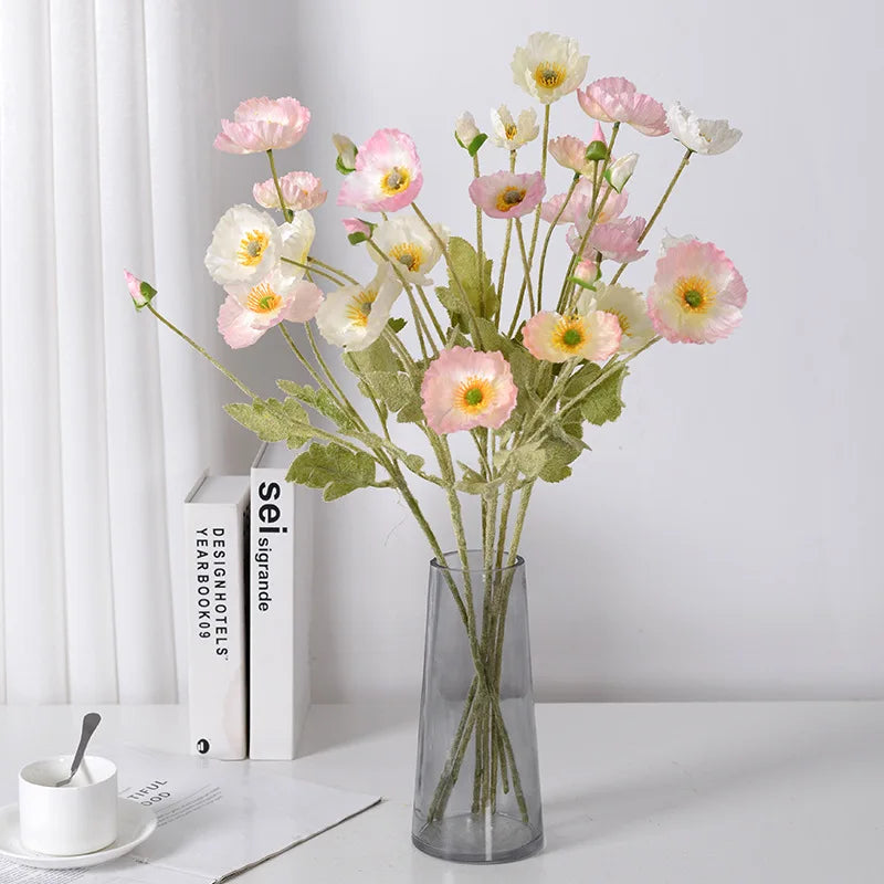 fleurs de pavot artificielles en soie pour décoration et événements - vue 3 sur 21