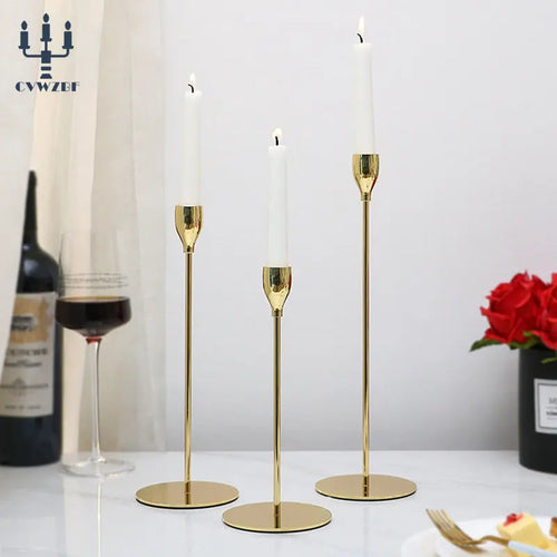 lot de 3 bougeoirs en métal décoration élégante pour mariage et fêtes - vue 4 sur 21
