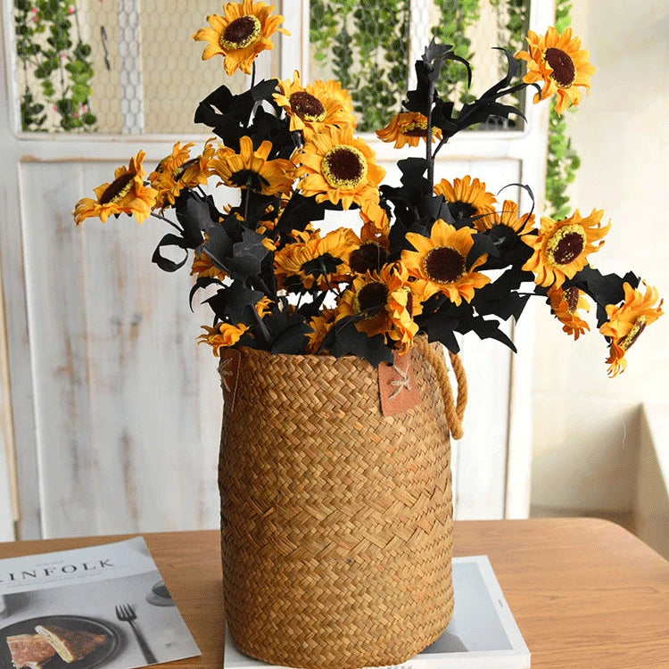 panier de rangement en jonc de mer naturel pour décorations variées - vue 3 sur 7