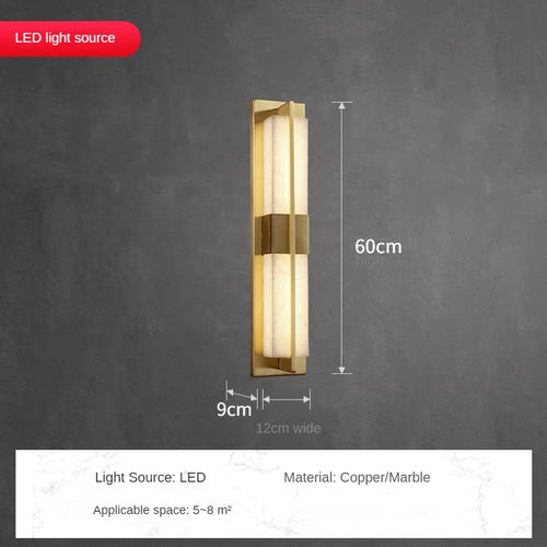 applique murale led en cuivre avec bande de marbre espagnole - vue 10 sur 12